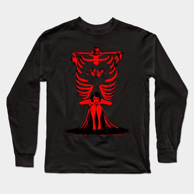 Oh Dear Hearts RED Long Sleeve T-Shirt by Bloody Savage